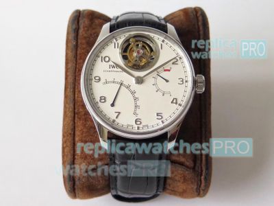 Copy IWC Portugieser Tourbillon MysteRe ReTrograde Watch SS White Dial Swiss Grade